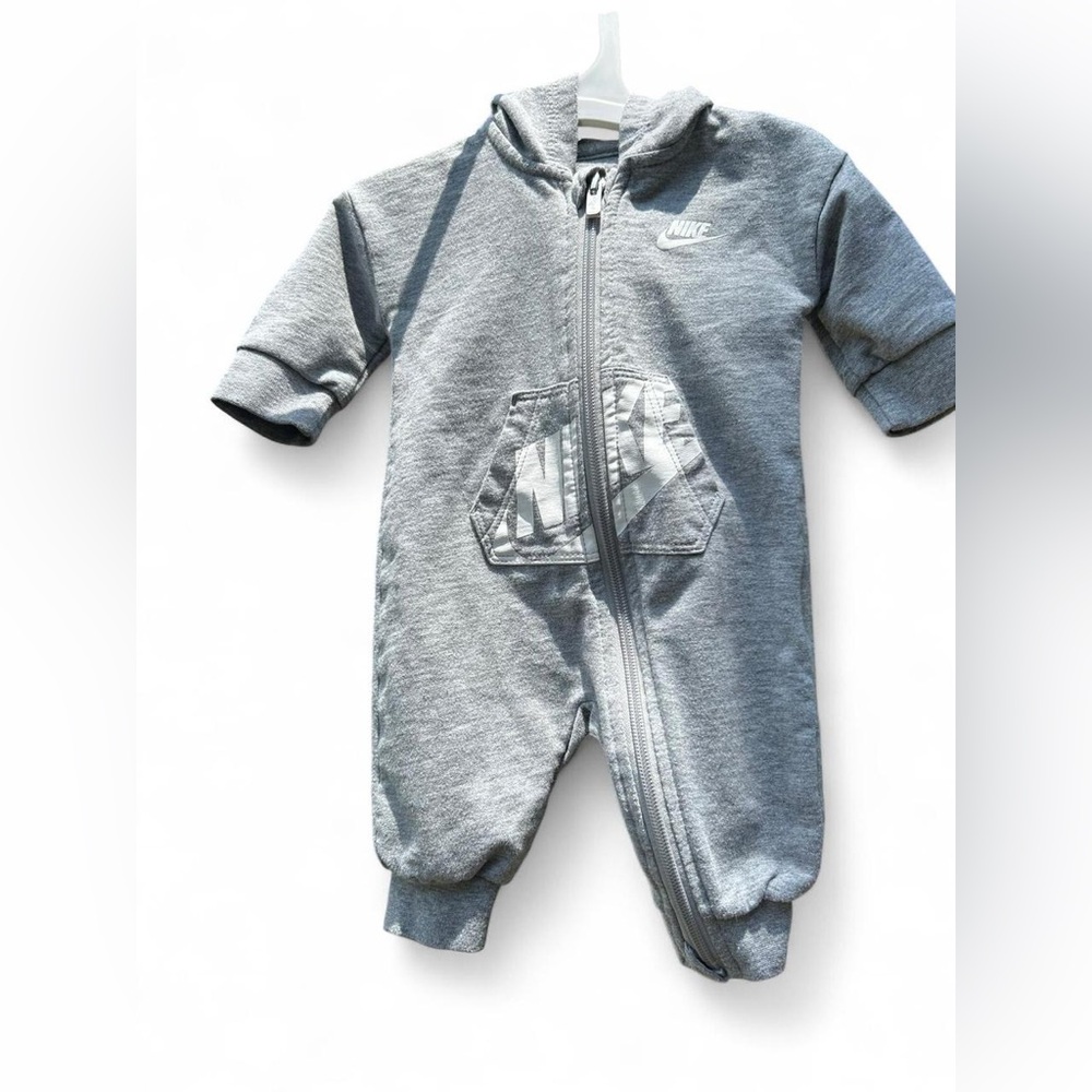 Nike Gray Footies One Piece with Geometric Design